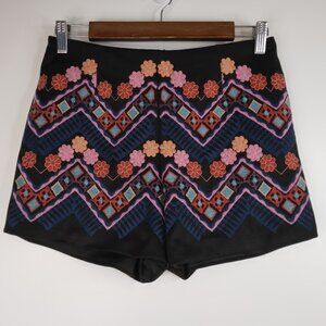 Molly Bracken Embroidered High Waisted Black Shorts Size S